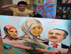Engelli ressam’dan Erdoğan sevgisi